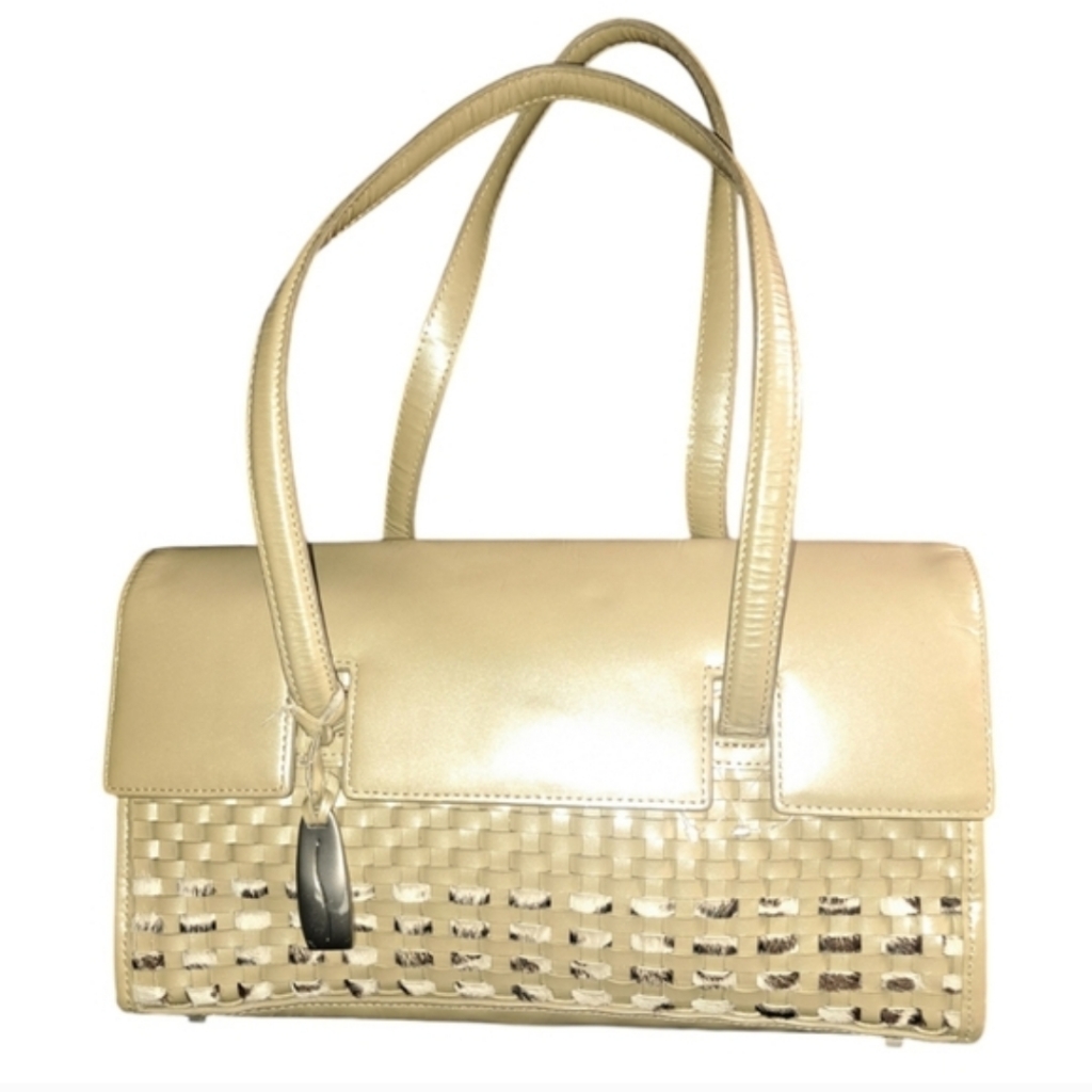Sharif Impulse Patent Leather Woven Calf Hair Handbag Nwot